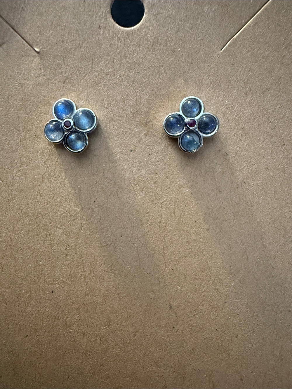 Sterling Silver Labradorite Flower Stud Earrings